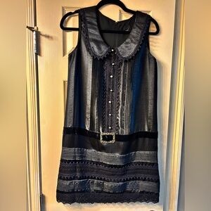 Designer~ Anna SUI Elegant Detailed Black Sleeveless Dress~ SIZE:9 -Retails $520